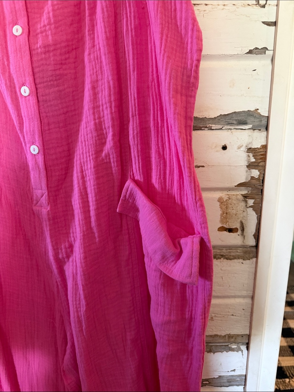 BiBi Hot Pink Sleeveless Button-Front Jumpsuit - Picture 4 of 12